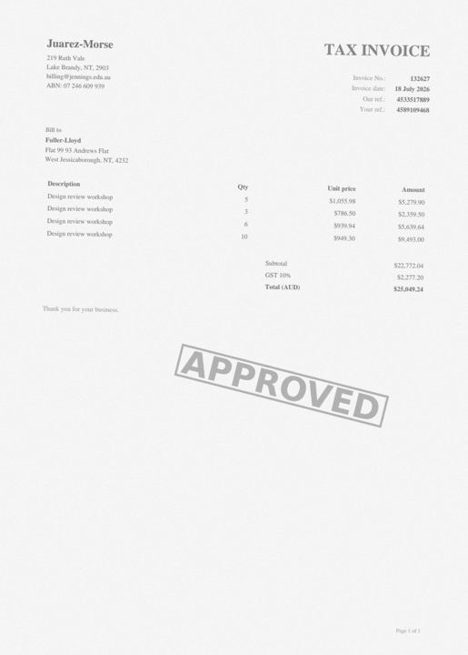 Sample office scan invoice from the test set